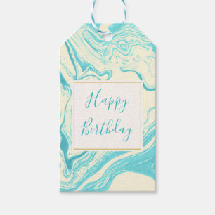 Etiqueta Para Presente Legal Marble Design em Turquesa e Cream Aniversár
