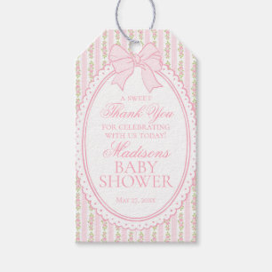 Etiqueta Para Presente Lembrancinhas de Chá de Bebê Floral Vintage Rosa C
