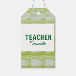 Etiqueta Para Presente Lemon green white stripes teacher professor name c