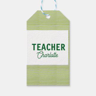 Etiqueta Para Presente Lemon green white stripes teacher professor name c
