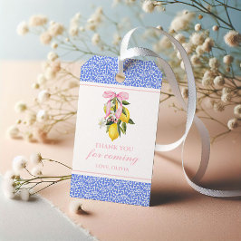 Etiqueta Para Presente Lemon Pink Bow aniversário sofisticado