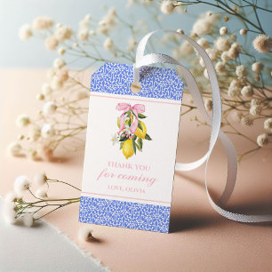 Etiqueta Para Presente Lemon Pink Bow aniversário sofisticado