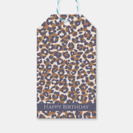 Etiqueta Para Presente Leopard Print-Blue e Brown-