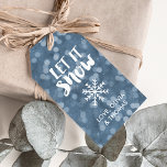 Etiqueta Para Presente Let It Snow | Winter Night Bokeh<br><div class="desc">Let it snow, let it snow, let it snow! Dress up your holiday gifts with these pretty tags. Design features a wintry, snowy blue bokeh background with "Let It Snow" in handwritten-style brushstroke text. Customize with a name or text of your choice to take some of the work out of...</div>