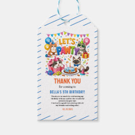 Etiqueta Para Presente Let’s Pawty Cat 5th Birthday | Cute Kitty Birthday