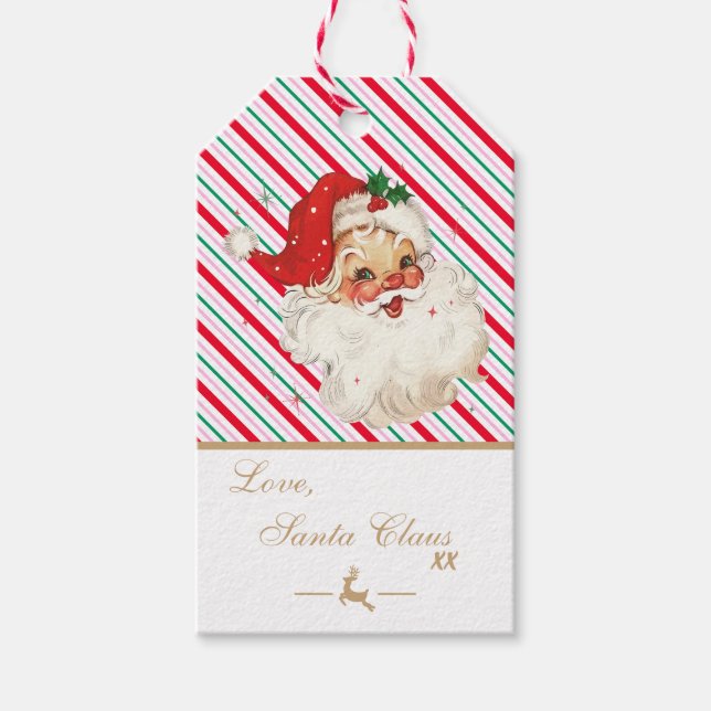 Etiqueta Para Presente Letra Festiva Stripe De Papais noeis (Frente)