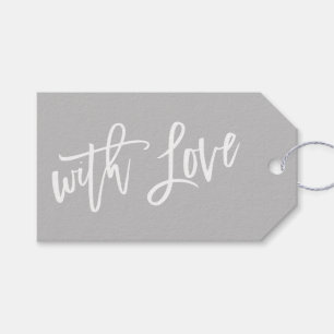 Etiqueta Para Presente LETRA MODERNA À MÃO com amor cinza branco