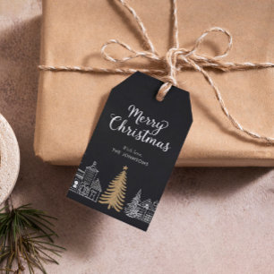 Etiqueta Para Presente Letras de Caligrafia de Natal Feliz Férias 