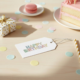 Etiqueta Para Presente Letras de Feltro Pastel Feliz Aniversário