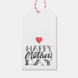 Etiqueta Para Presente Letras do Dia das Mães em Preto e Branco & Coração
