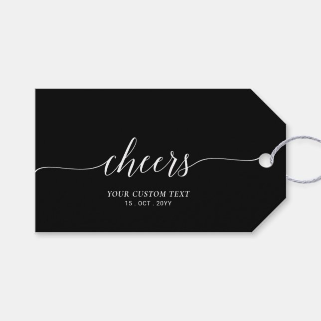 Etiqueta Para Presente Letras Pretas Elegantes e Sofisticadas para Evento (Frente (horizontal))
