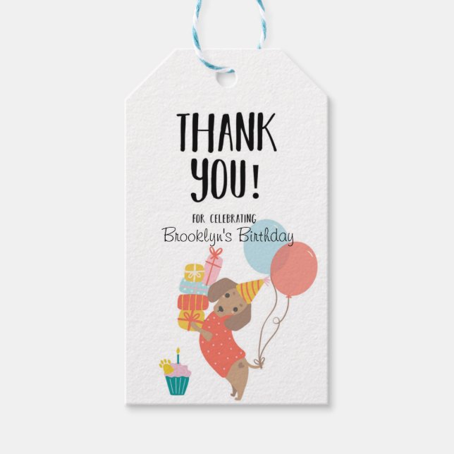 Etiqueta Para Presente Let's Paw-ty, Dog Birthday, Puppy Party (Frente)