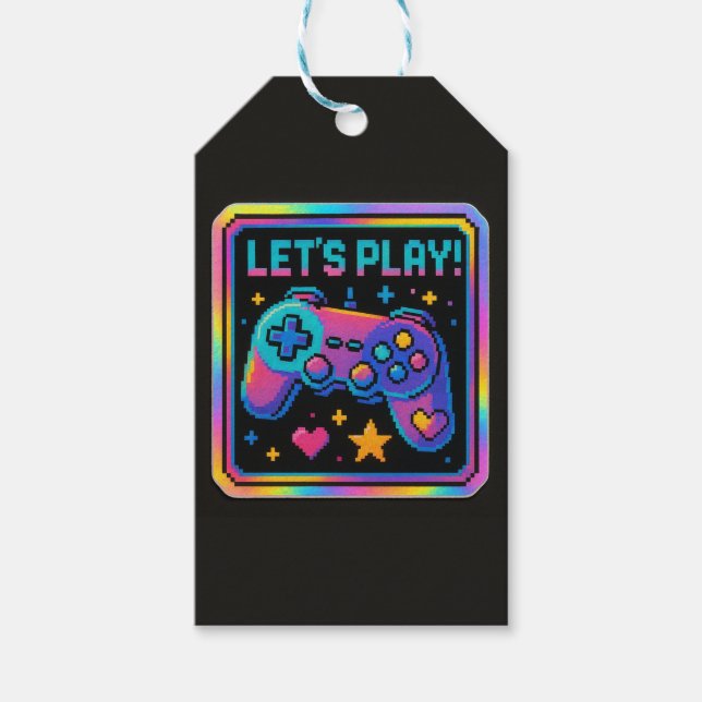Etiqueta Para Presente LEVEL UP Pixel Art Gamer Badge (Frente)
