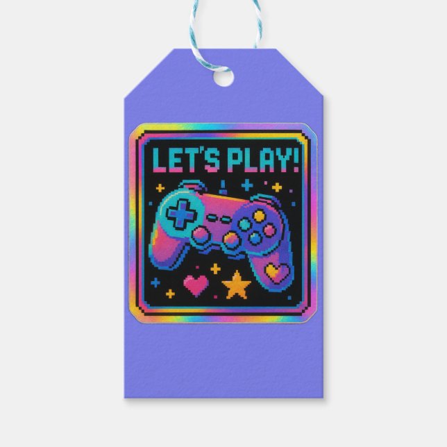 Etiqueta Para Presente LEVEL UP Pixel Art Gamer Badge (Frente)