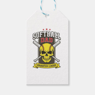 Etiqueta Para Presente Liga de Softbol Pai e Filha Design Vetorial Vintag