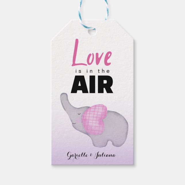 Etiqueta Para Presente Lilac Cute Baby Elephant Valentine's Day   (Frente)