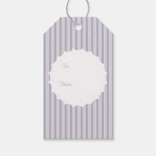 Etiqueta Para Presente Lilac inglês da casa de campo listrado com Doily