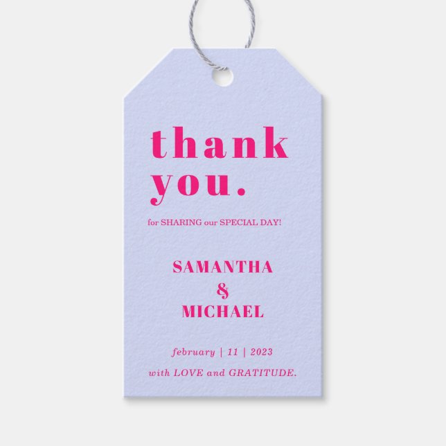 Etiqueta Para Presente Lilac Pink Simple Classic Wedding Thank You (Frente)