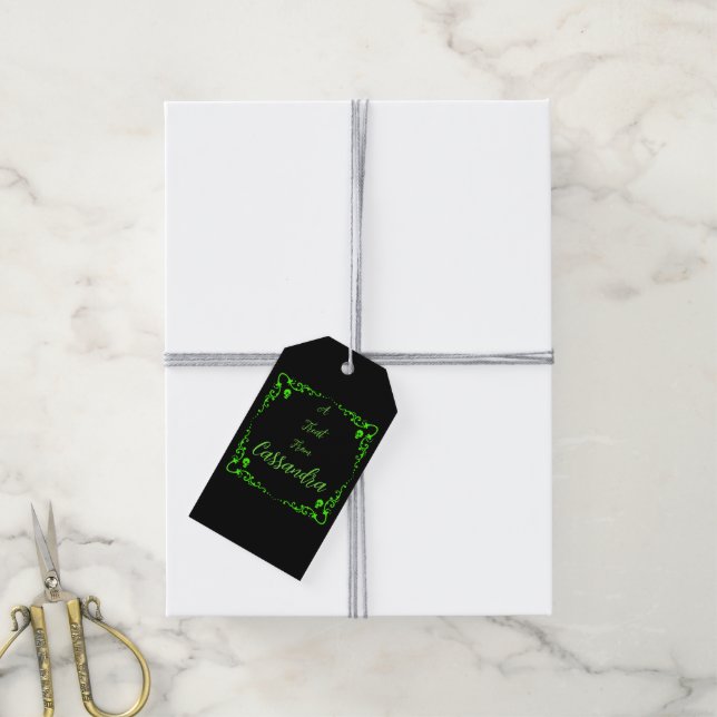 Etiqueta Para Presente Lima Halloween Verde Personalizado (Com cordão)