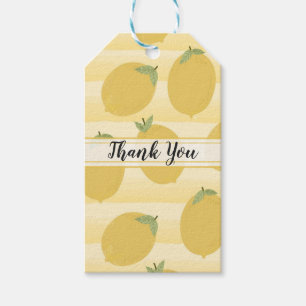 Etiqueta Para Presente Limões Amarelos Frutas de Verão Aquarela Listra Fa