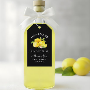 Etiqueta Para Presente Limões De Aquarela Limoncello Obrigado Negro