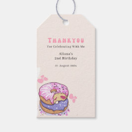 Etiqueta Para Presente Linda Doce Garota de Donut Rosa Aniversário Obriga