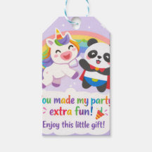 Linda Etiqueta de Presente de Unicórnio e Panda Ob
