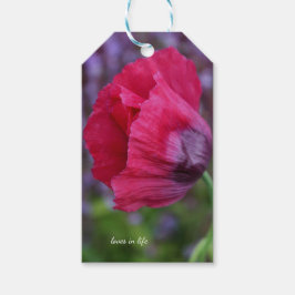 Etiqueta Para Presente Linda Flor de Papoula Rosa e Roxa