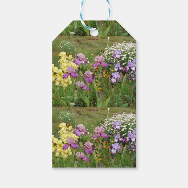 Etiqueta Para Presente Linda Foto Floral de Íris Roxa (Frente)