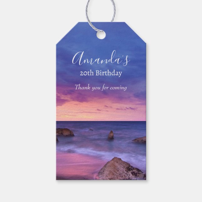 Etiqueta Para Presente Linda Fotografia Costeira Sunset Obrigado (Frente)