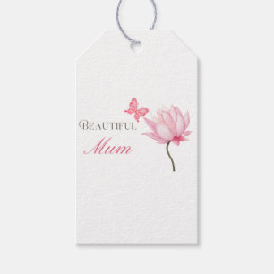 Etiqueta Para Presente Linda Mãe Flor de Lótus Rosa, Dia das Mães, Aniver