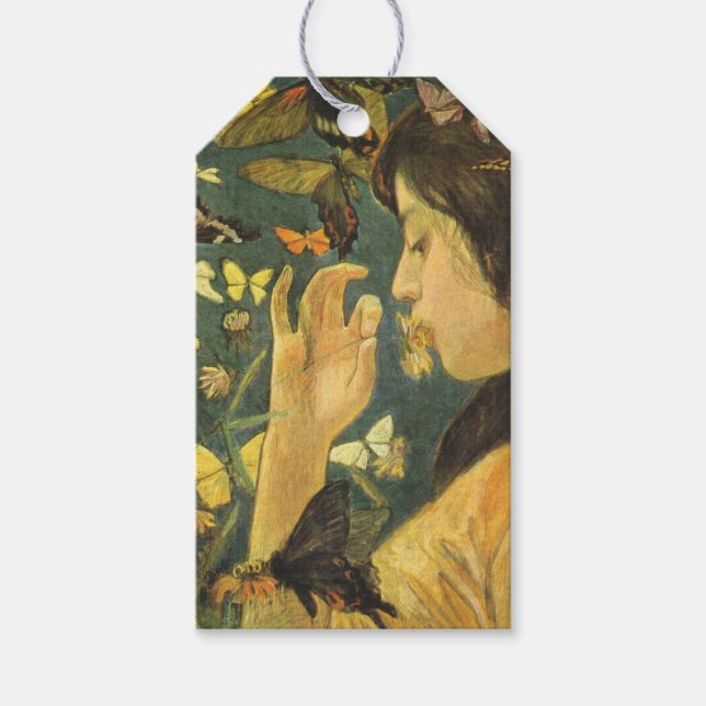 Etiqueta Para Presente Linda Mulher Japonesa Com Borboletas (Frente)