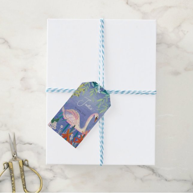 Etiqueta Para Presente Linda Princesa Cisne Floral Aquarela Nome (Criador carregado)