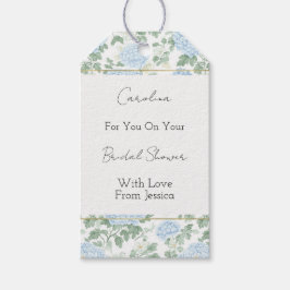 Etiqueta Para Presente Lindas Flores Brancas Azul Claro Chuveiro de Noiva