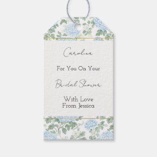 Etiqueta Para Presente Lindas Flores Brancas Azul Claro Chuveiro de Noiva