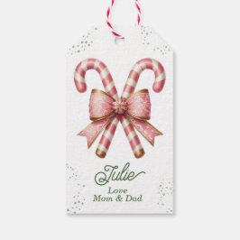 Etiqueta Para Presente Lindo Cane de Açúcar Rosa Natal Feliz