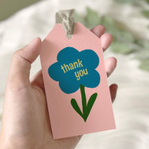 Lindo Cartão de Agradecimento Floral Moderno Azul 