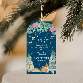 Etiqueta Para Presente Lindo Chá de Bebê de Inverno Escandinavo Obrigado