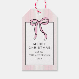 Etiqueta Para Presente Lindo Coquete Laço Rosa Feliz Natal