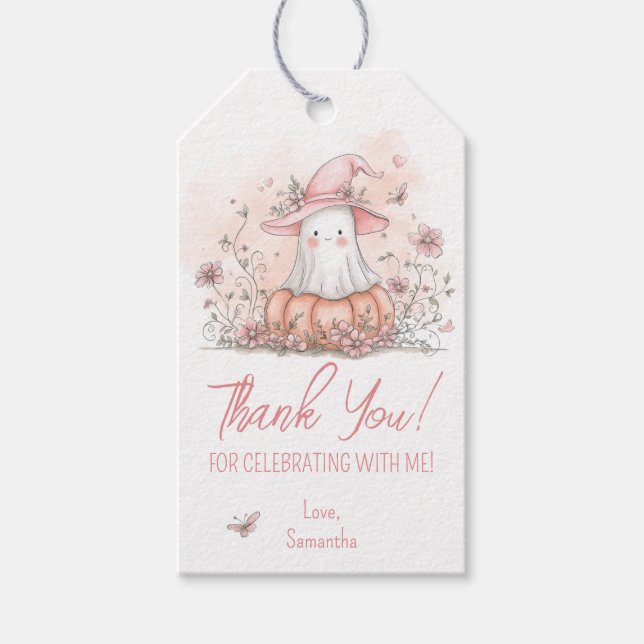 Etiqueta Para Presente Lindo Fantasma Aniversário Obrigado (Frente)