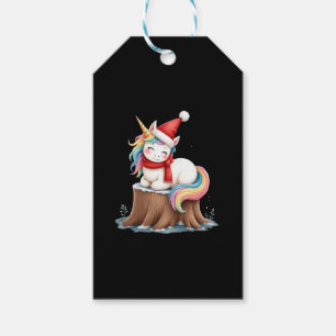 Etiqueta Para Presente Lindo Unicórnio com Cachecol Natal Xmas Festa T-S