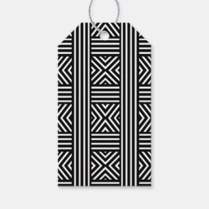 Etiqueta Para Presente Linha Abstrata Preta e Branca