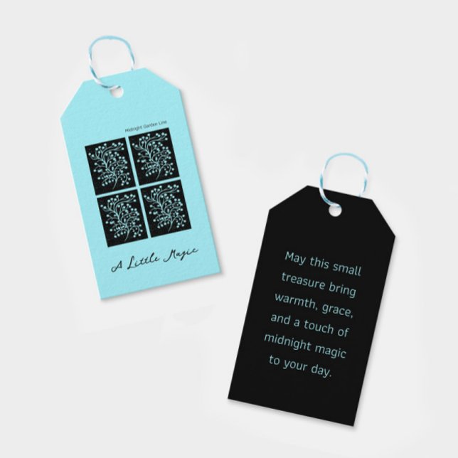 Etiqueta Para Presente Linha Jardim à Meia-Noite Turquesa Névoa (Criador carregado)