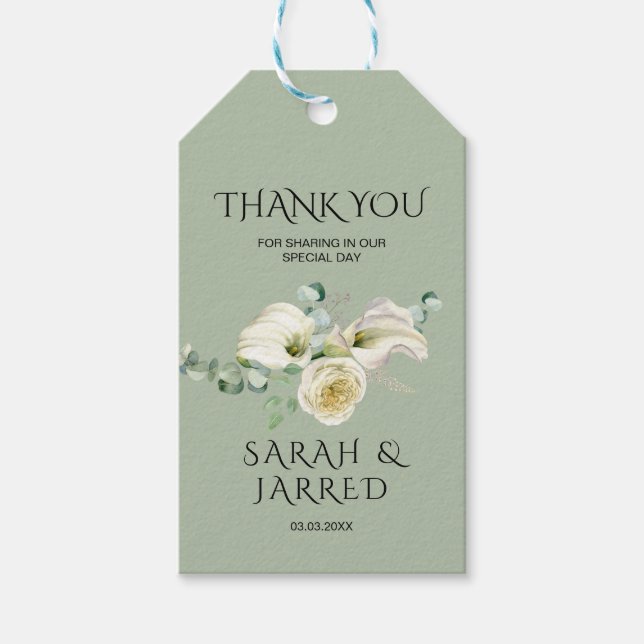 Etiqueta Para Presente Lírios Calla Brancos de Aquarela (Frente)