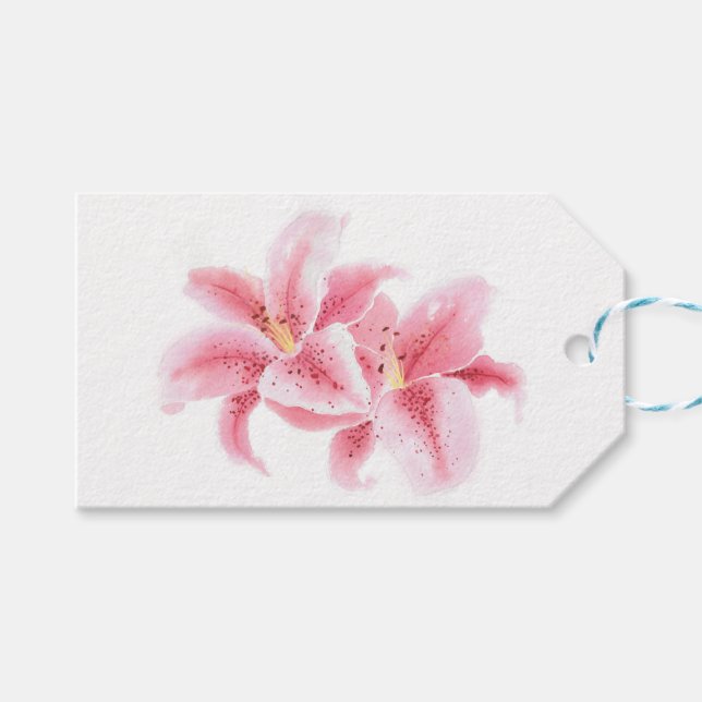 Etiqueta Para Presente Lírios de Stargazer Rosa (Frente (horizontal))