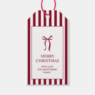 Etiqueta Para Presente Listra de Natal Clássica Elegante Personalizada
