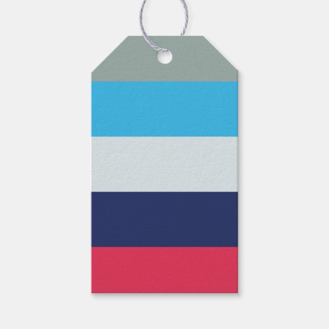 Etiqueta Para Presente Listras Azuis e Burgundy (Frente)