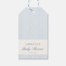 Listras Brancas e Azuis Personalizadas Chá de Bebê