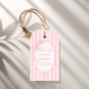 Etiqueta Para Presente Listras cor-de-rosa arco retro favor elegante baby