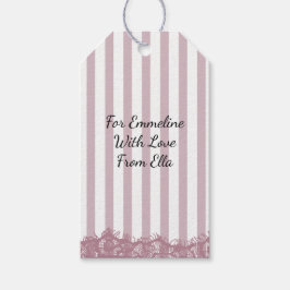 Etiqueta Para Presente Listras cor-de-rosa e Chá de panela de rendas